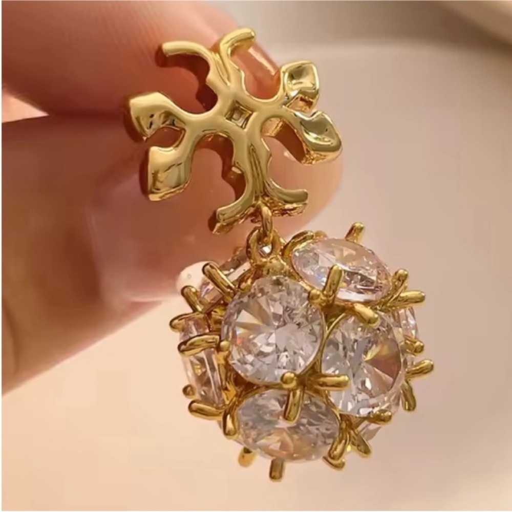 Tory Burch Gold-Tone Crystal Drop Earrings